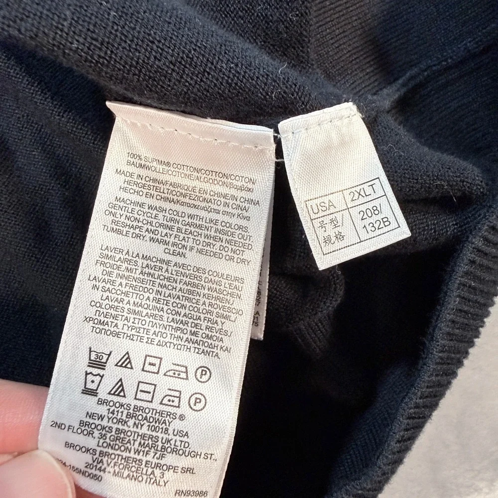 Lot 2 Brooks Brothers 2XLT Supima Cotton V-Neck Sweater Set Light Grey‎ Black